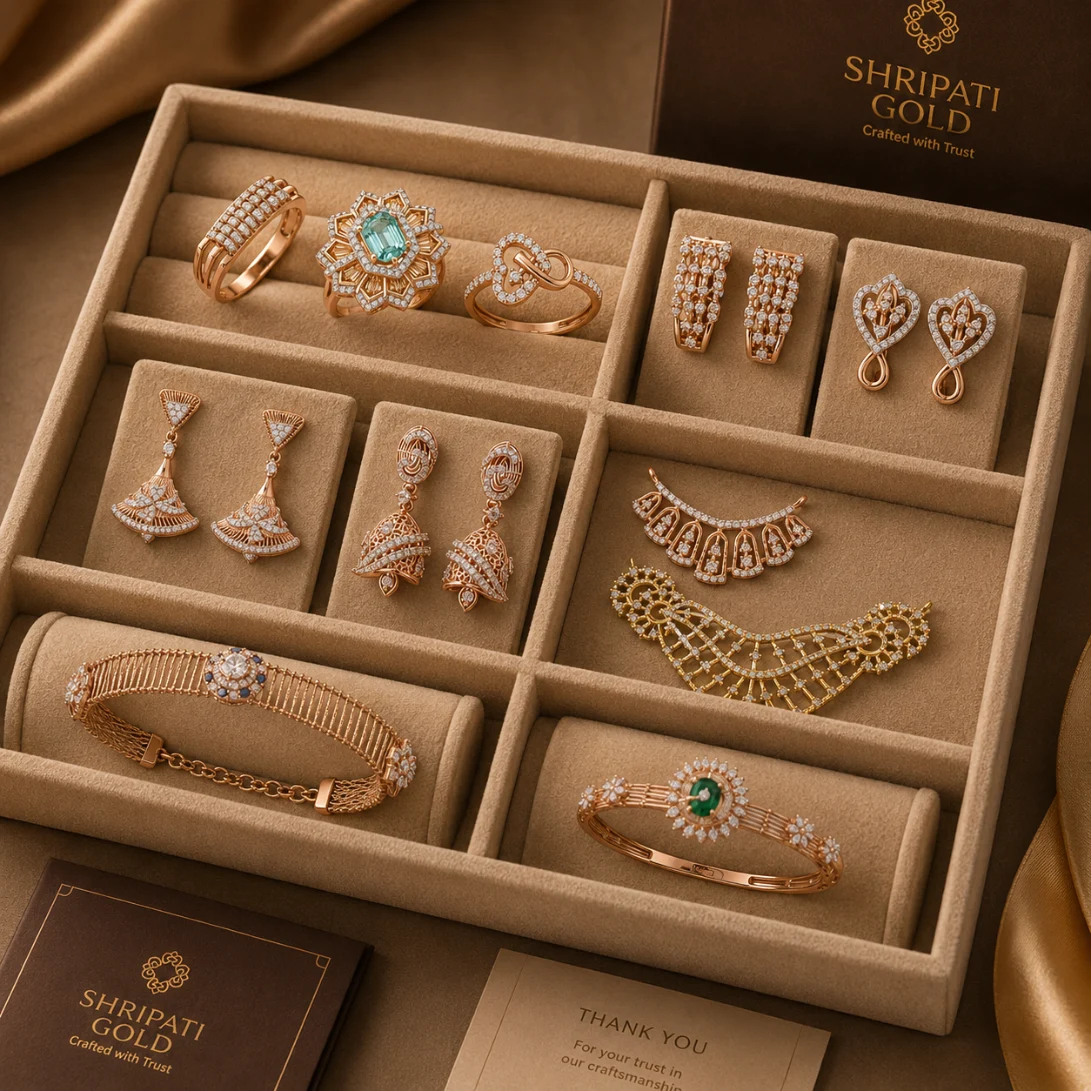 Ready stock jewellery collections organised in trays