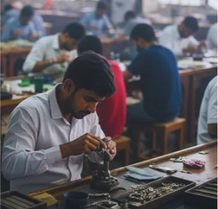 Skilled karigar at the workbench