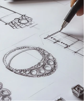 Hand sketching a jewellery design