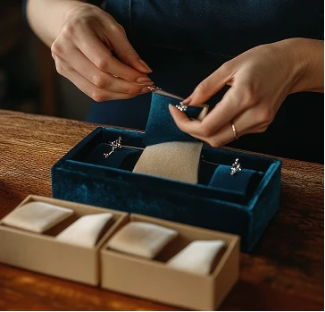 Final delivery — jewellery packed in a velvet box